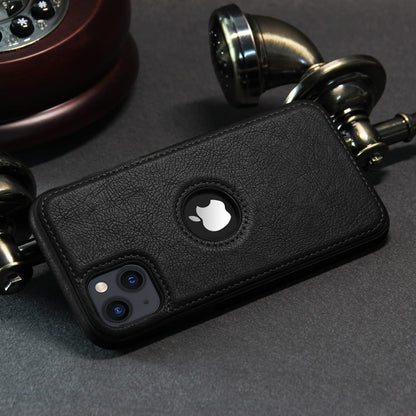 Pikkme iPhone 14 Leather Back Case Black