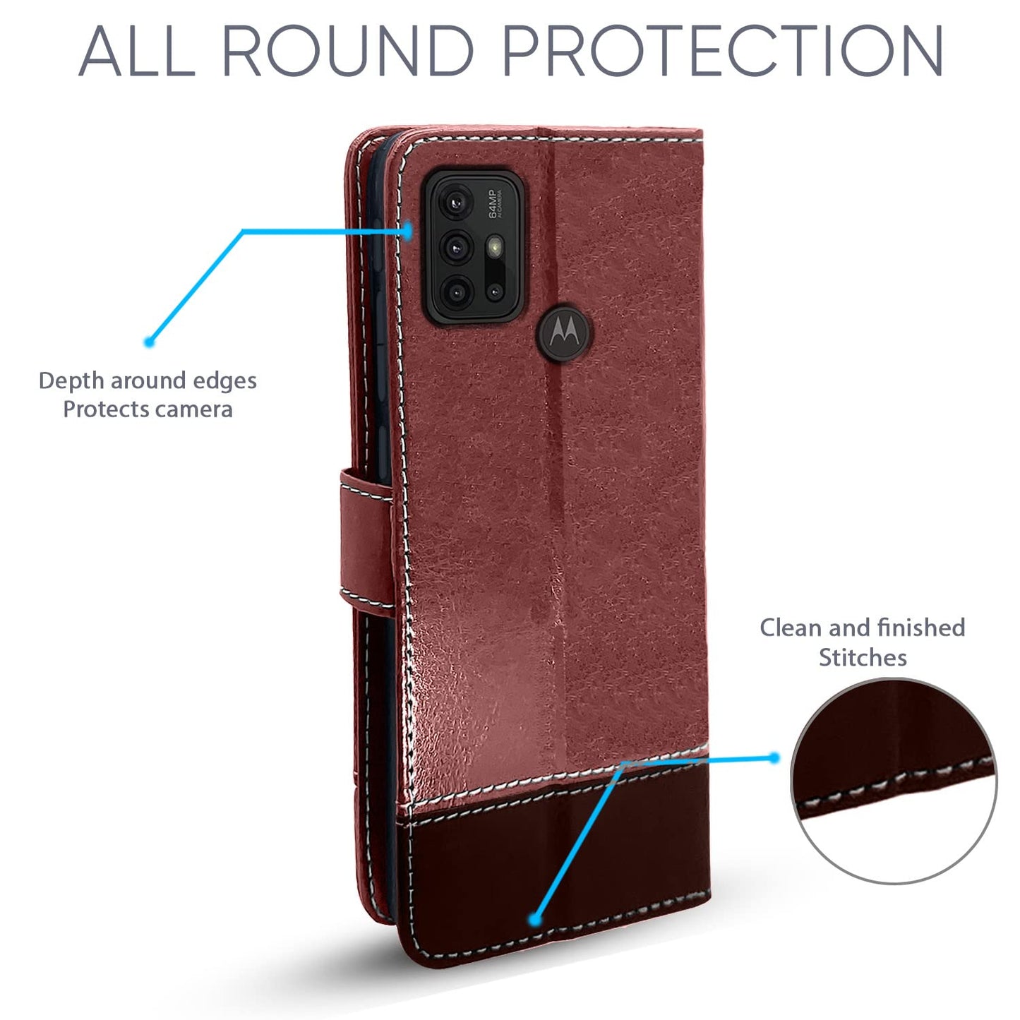 Pikkme Moto G30 Contrast Flip Cover (Brown)