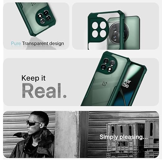 Pikkme OnePlus 11 5G Back Cover Crystal Clear Transparent Back Eagle Case (green)