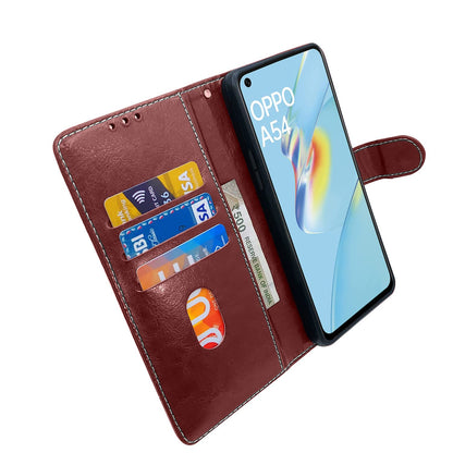 Pikkme Oppo A54 Constrast Flip Cover | Brown & Coffee