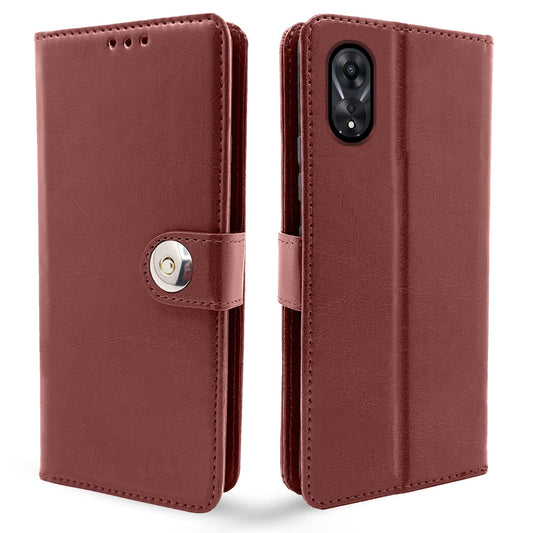 Pikkme Oppo A78 5G Button Flip Cover (Brown)