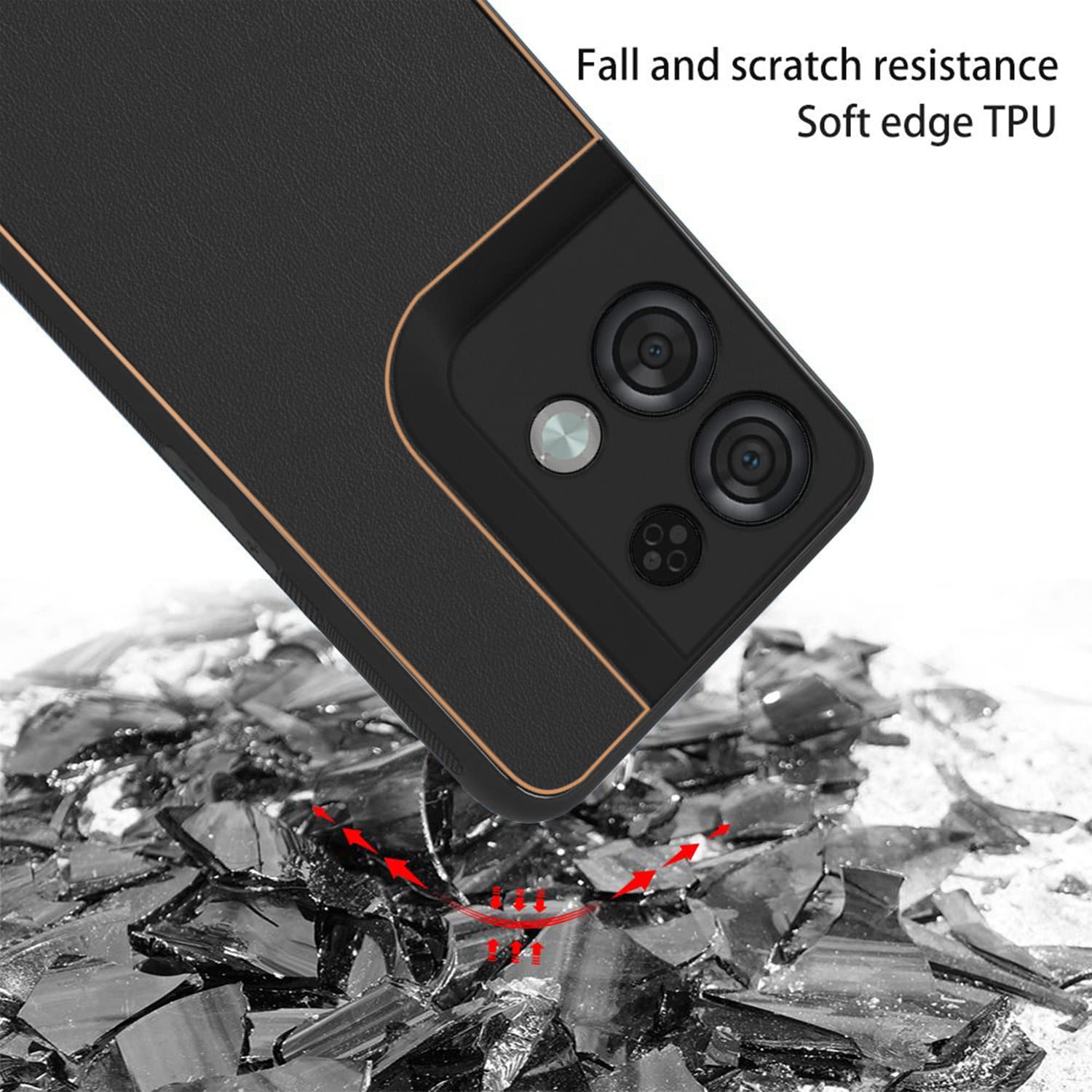 Pikkme Oppo Reno 8 Pro 5G Leather Chrome Case | Black