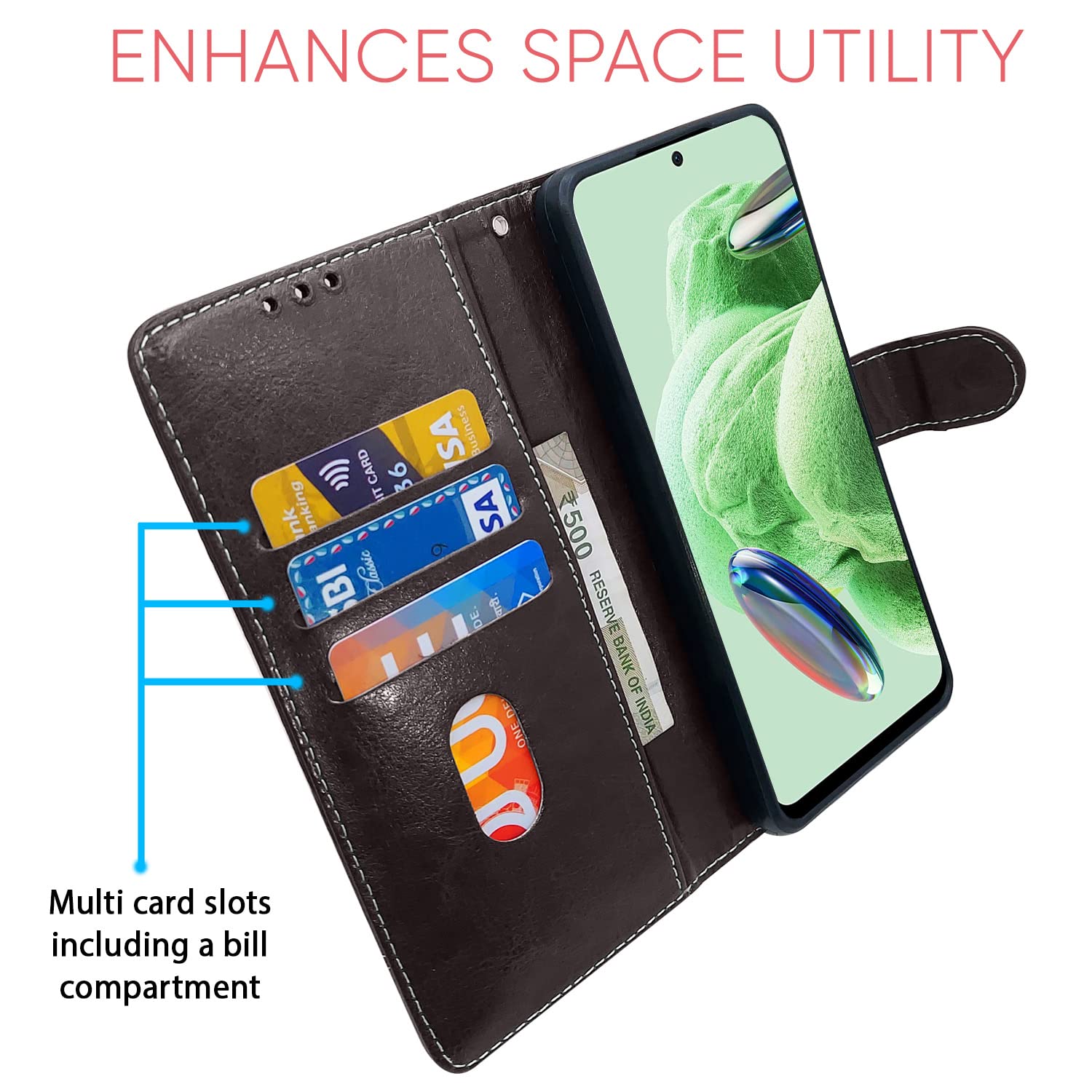 Pikkme Redmi Note 12 Pro 5G Constrast Flip Cover | Coffee & Brown