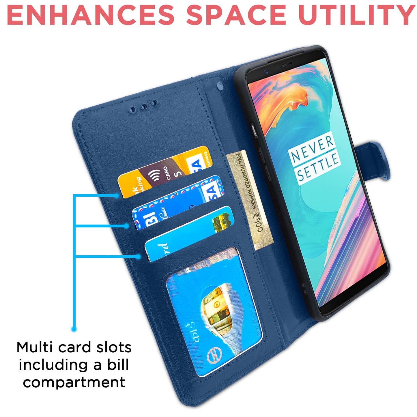 Pikkme OnePlus 5T Vintage Flip Cover | Blue