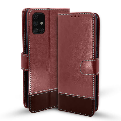 Pikkme Samsung Galaxy M51 Constrast Flip Cover | Brown & Coffee