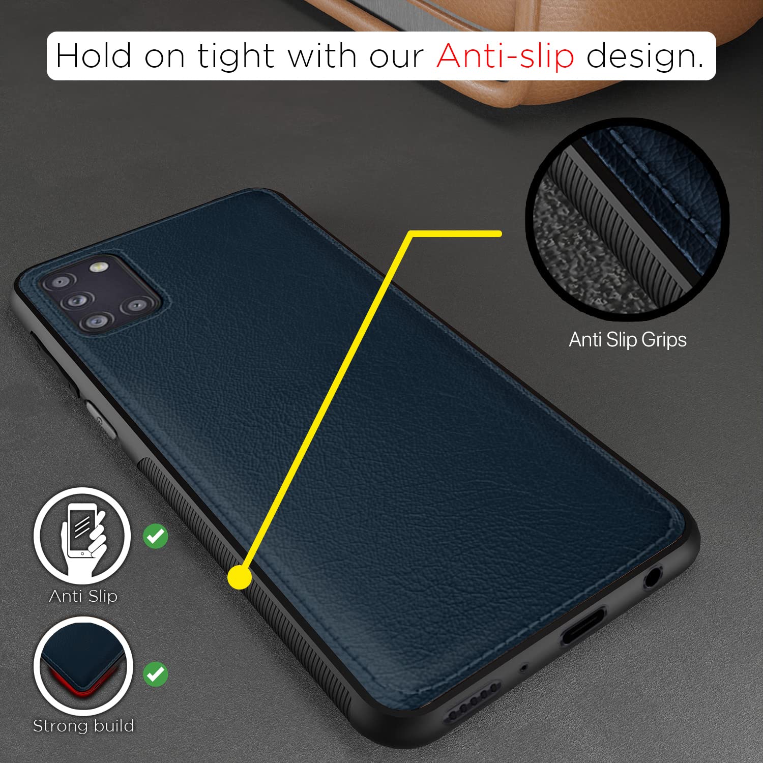 Pikkme Samsung Galaxy A31 Leather Back Cover | Blue