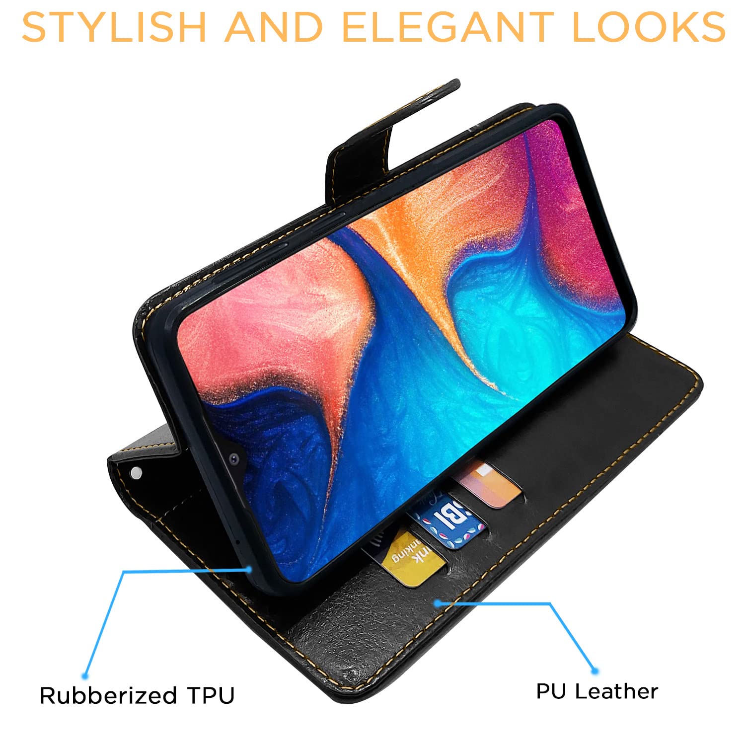 Pikkme Samsung Galaxy A20 / A30 Constrast Flip Cover | Black & Brown