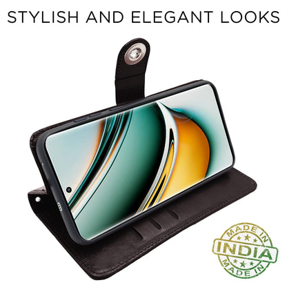 Pikkme Realme 11 Pro / 11 Pro Plus 5G Button Flip Cover (Coffee)