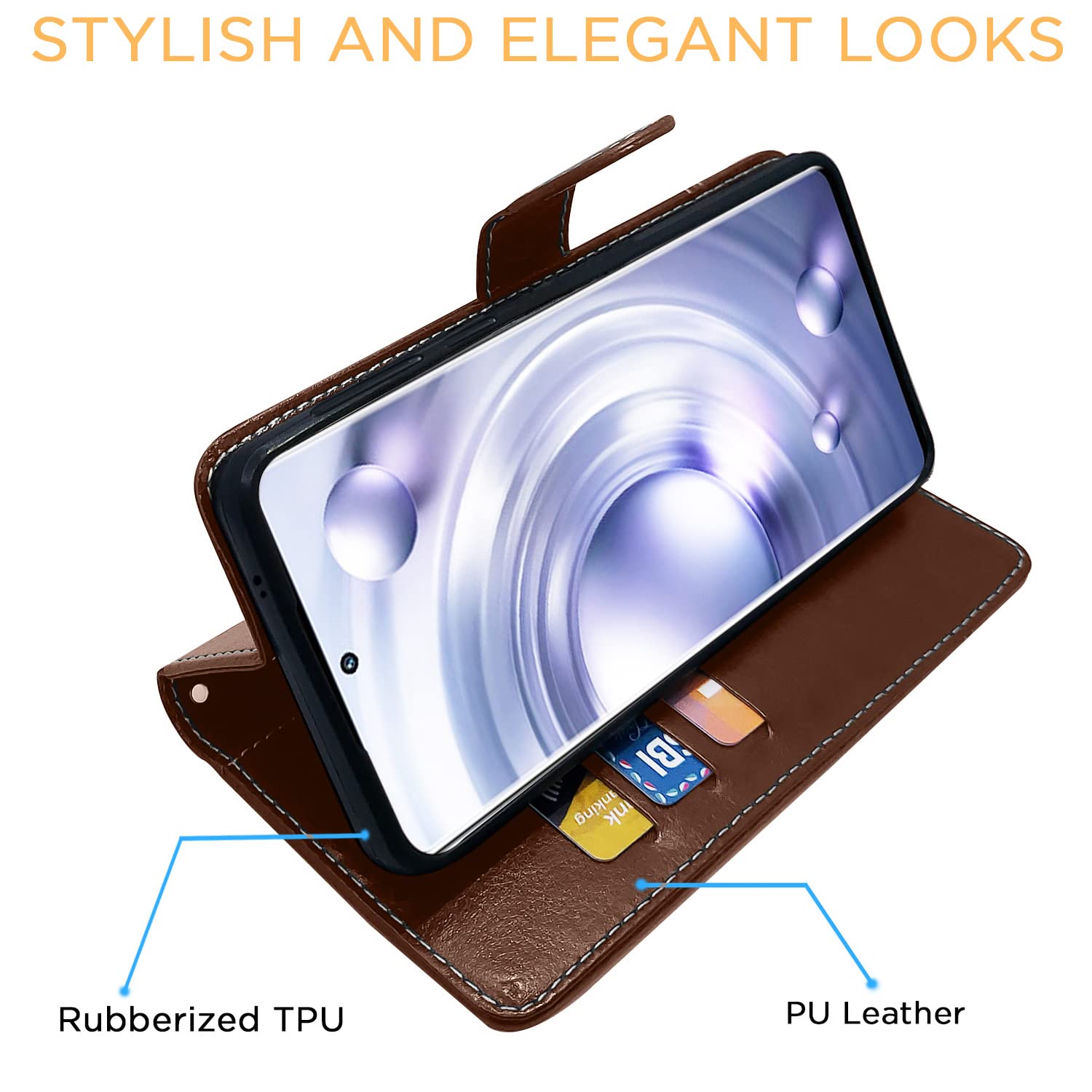 Pikkme Vivo X80 Pro Constrast Flip Cover | Brown & Coffee