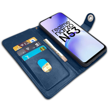 Pikkme Realme Narzo N53 / C53 Button Flip Cover (Blue)