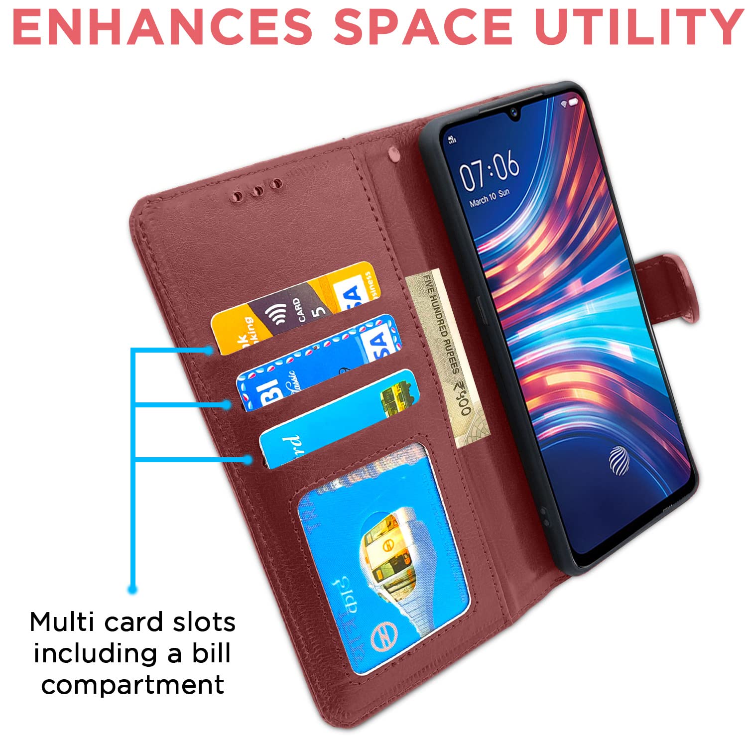 Pikkme Vivo S1 Vintage Flip Cover | Brown