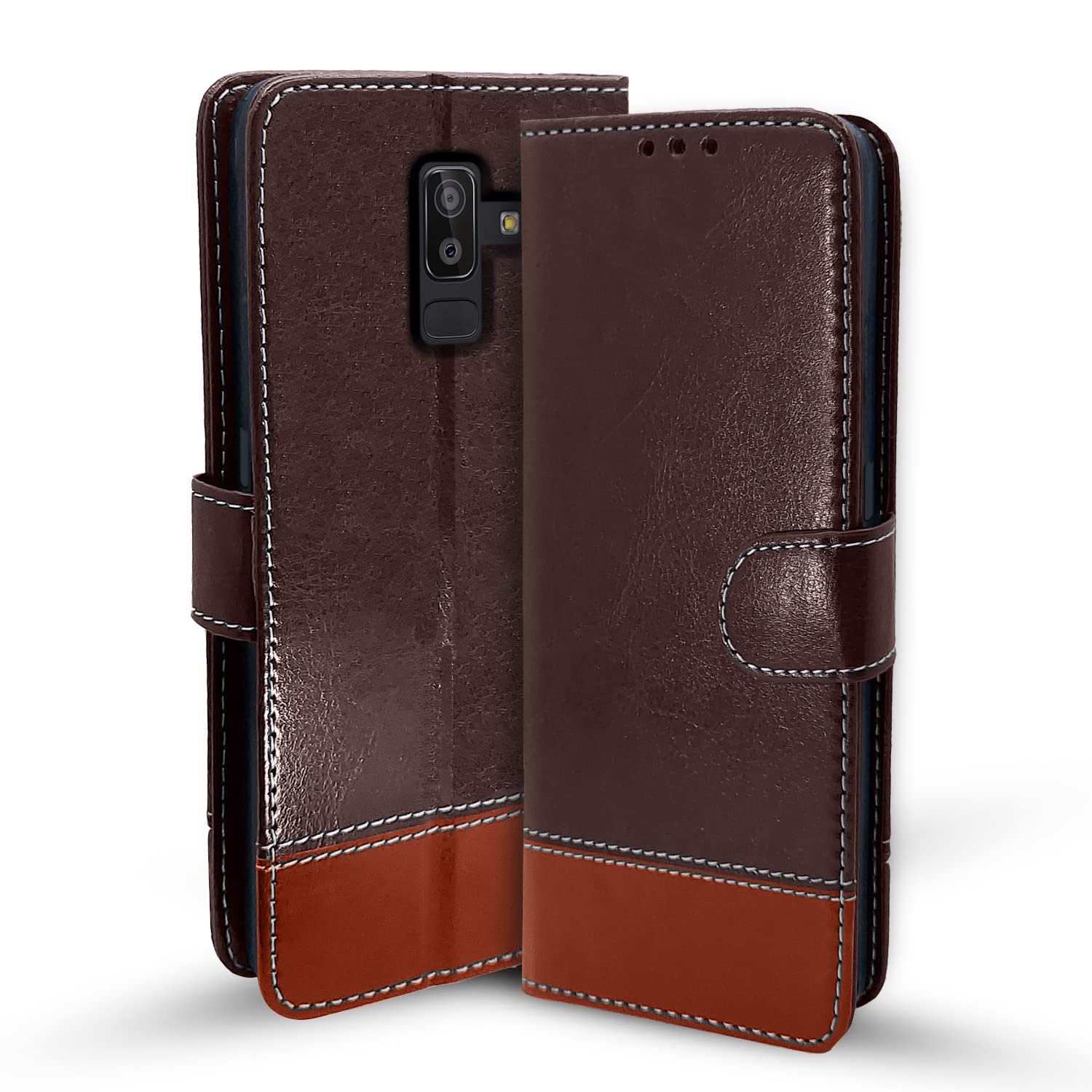 Pikkme Samsung Galaxy J8  Constrast Flip Cover | Coffee & Brown