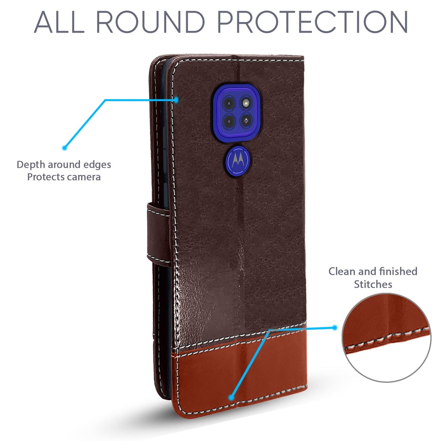 Pikkme Moto G9 Contrast Flip Cover (Coffee)