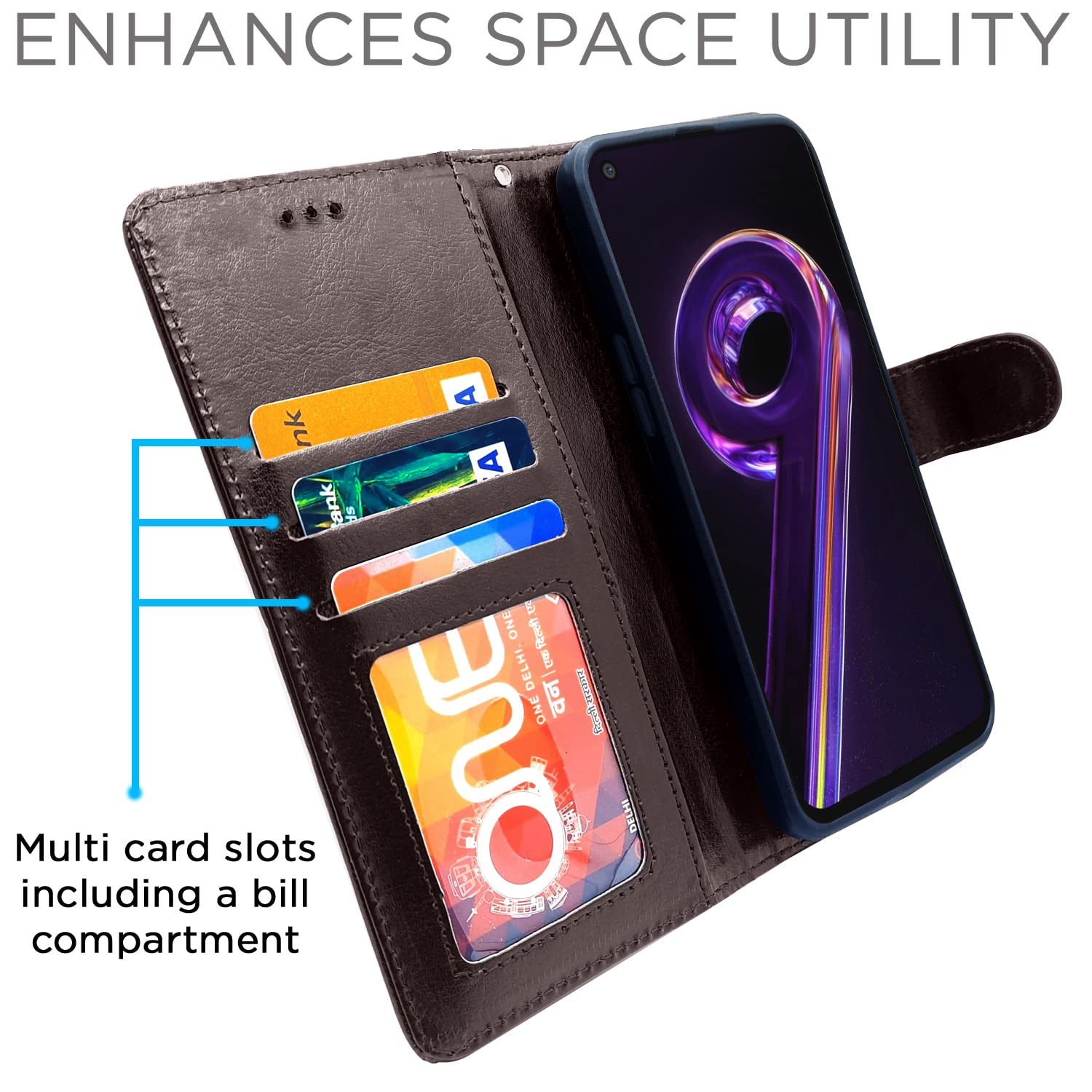 Pikkme Realme 9 Pro Vintage Flip Cover | Coffee