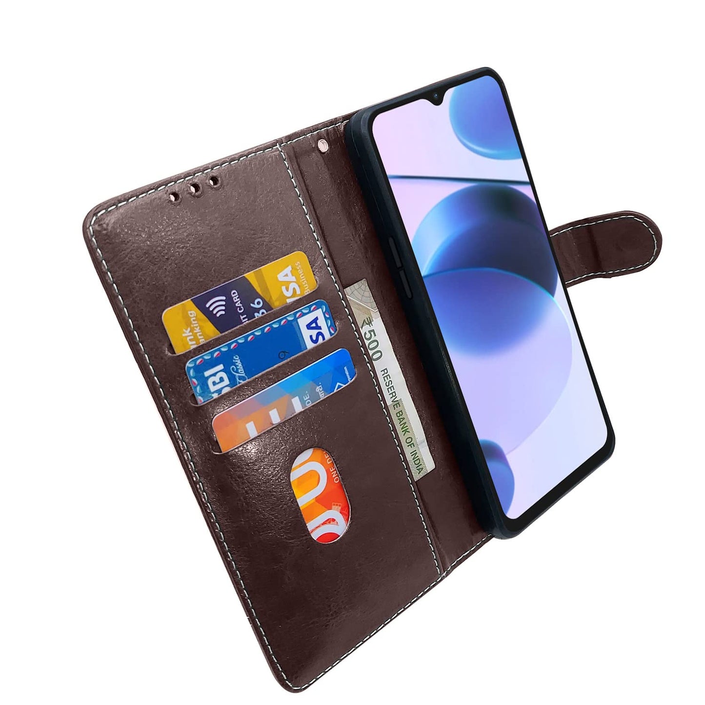 Pikkme Realme C35 Constrast Flip Cover | Coffee & Brown