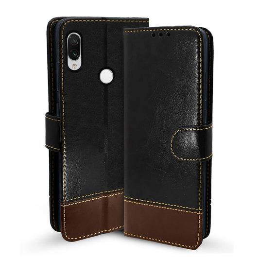 Pikkme Mi Redmi Note 7 / Note 7 Pro / Note 7s Constrast Flip Cover | Black & Brown