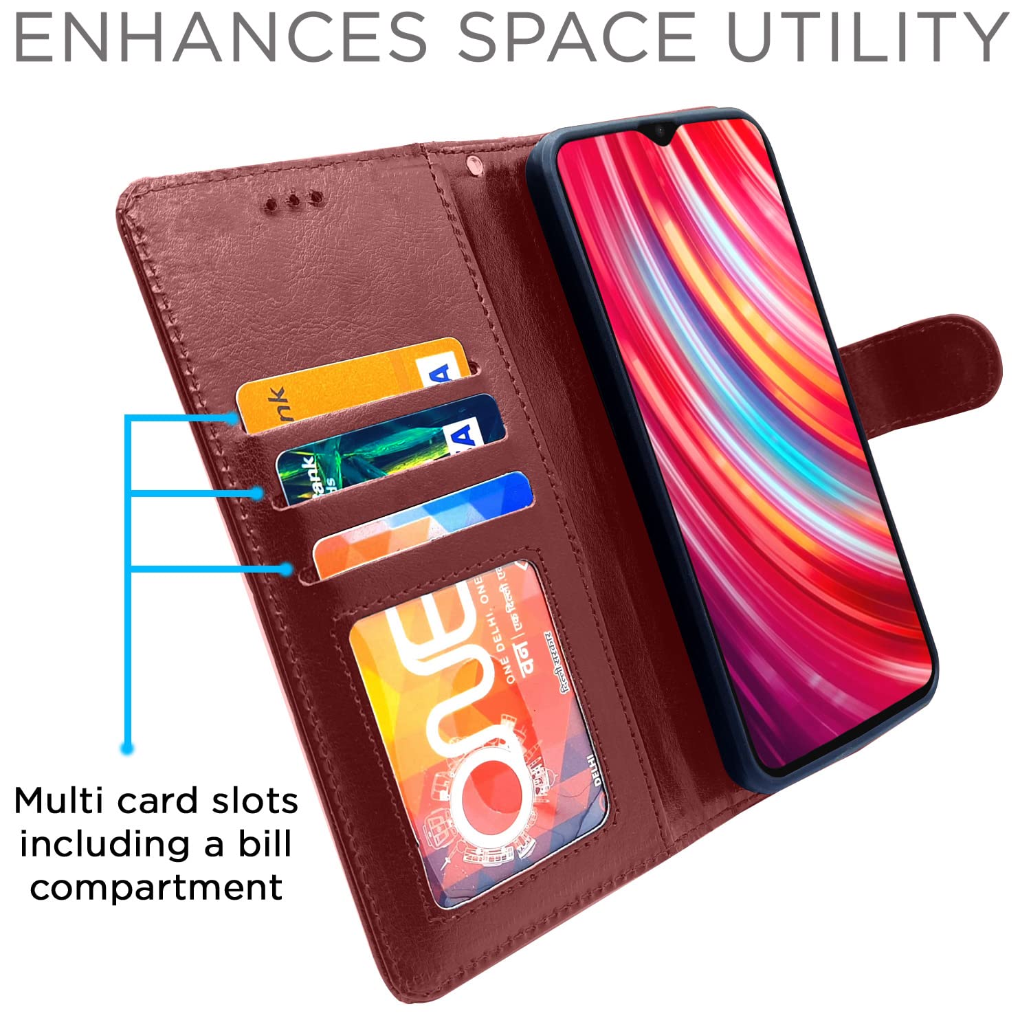 Pikkme Redmi Note 8 Pro  Vintage Flip Cover |  Brown