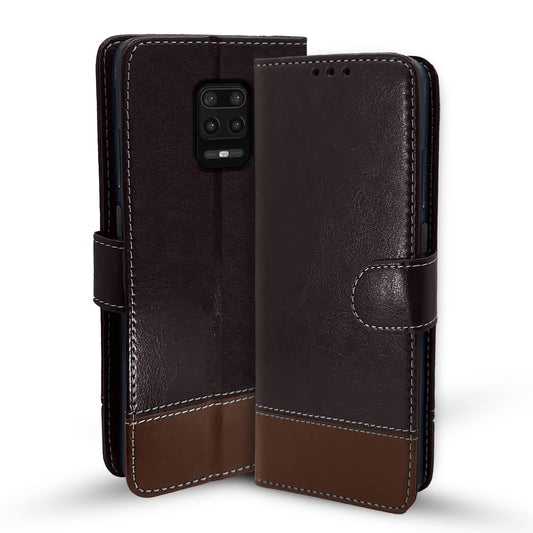 Pikkme Mi Redmi Note 10 Lite/Redmi Note 9 Pro/Note 9 Pro Max  Constrast Flip Cover | Coffee & Brown