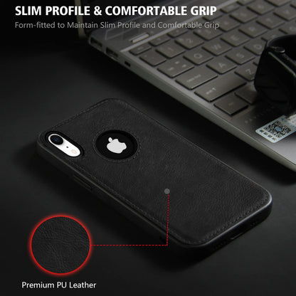 Pikkme iPhone XR Leather Back Cover | Black