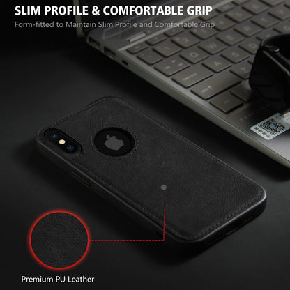 Pikkme iPhone X/Xs Leather Back Cover | Black