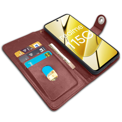 Pikkme Realme 11 / 11X 5G  Button Flip Cover (Brown)