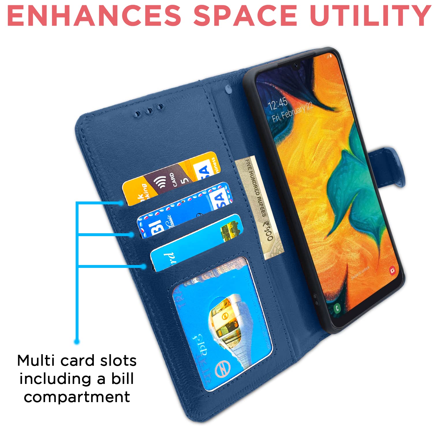 Pikkme Samsung Galaxy A30 / A20 / M10s Vintage Flip Cover |  Blue