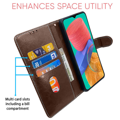 Pikkme Samsung Galaxy M33 5G Constrast Flip Cover | Brown & Coffee