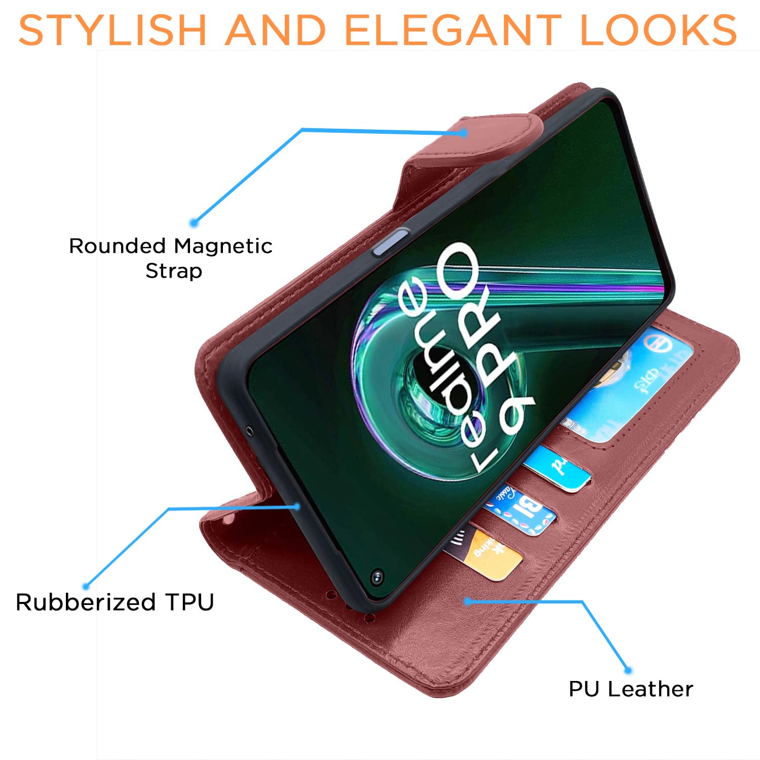 Pikkme Realme 9 Pro Vintage Flip Cover | Brown