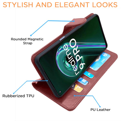 Pikkme Realme 9 Pro Vintage Flip Cover | Brown