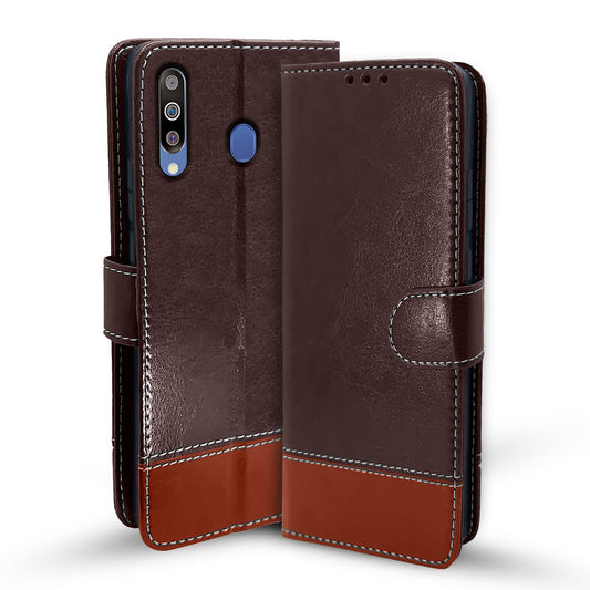 Pikkme Samsung Galaxy M30 Constrast Flip Cover | Coffee & Brown