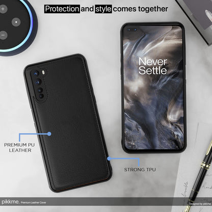 Pikkme OnePlus Nord Leather Back Cover | Black