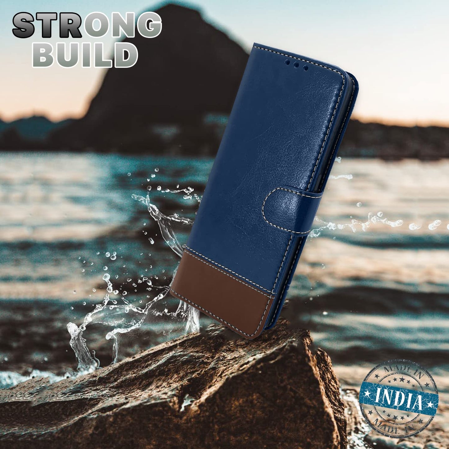 Pikkme Oppo A78 5G Constrast Flip Cover | Blue & Brown