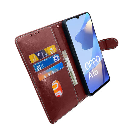 Pikkme Oppo A16 Constrast Flip Cover | Brown & Coffee