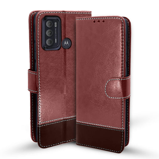 Pikkme Moto G60 Contrast Flip Cover (Brown)