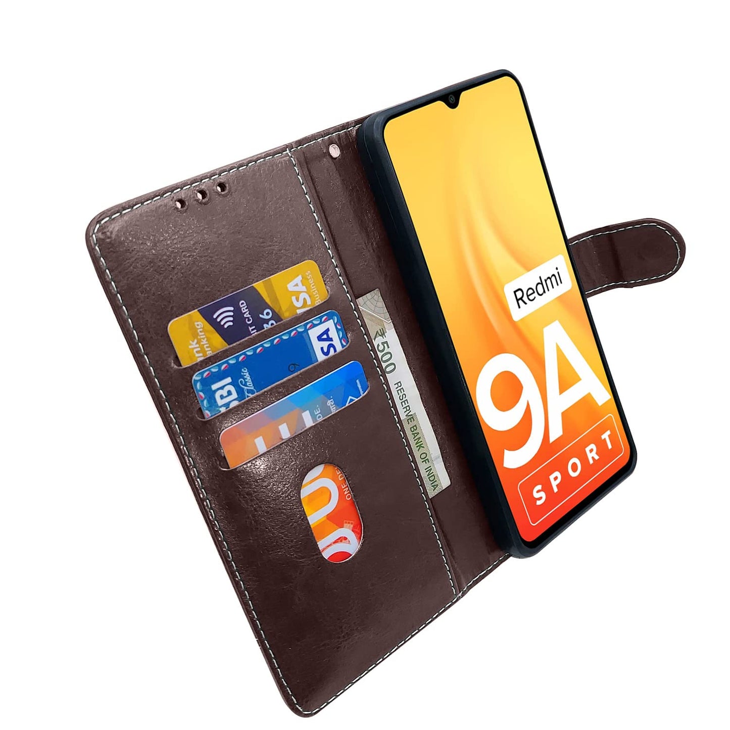 Pikkme Mi Redmi 9A / 9i / 9A Sport Constrast Flip Cover | Coffee & Brown