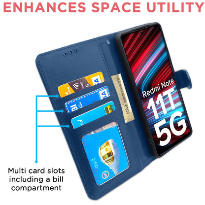 Pikkme Redmi Note 11T 5G / Poco M4 Pro 5G  Vintage Flip Cover | Blue