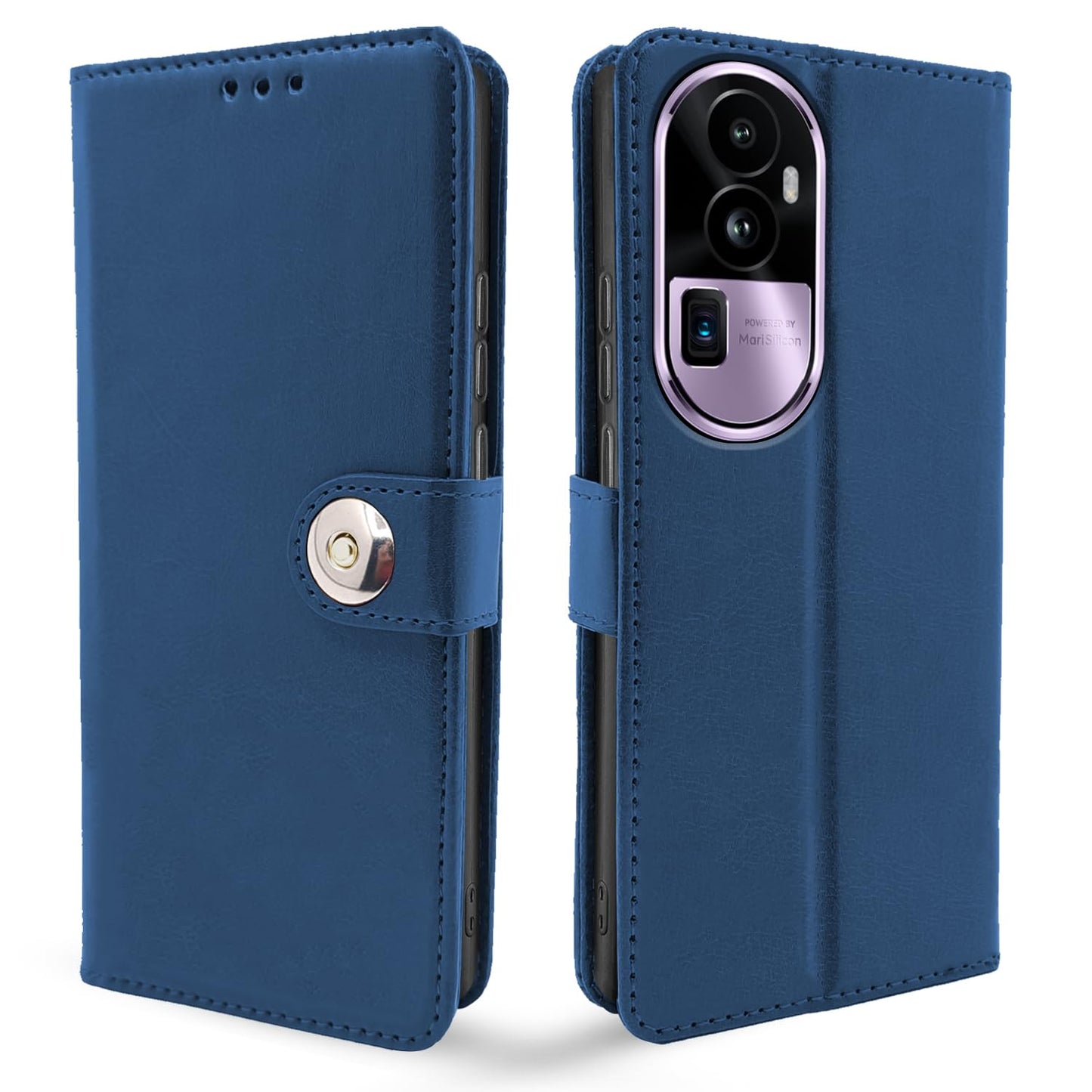 Pikkme Oppo Reno 10 Pro Plus 5G Button Flip Cover (Blue)