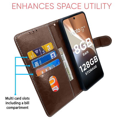 Pikkme Moto G32 Contrast Flip Cover (Brown)