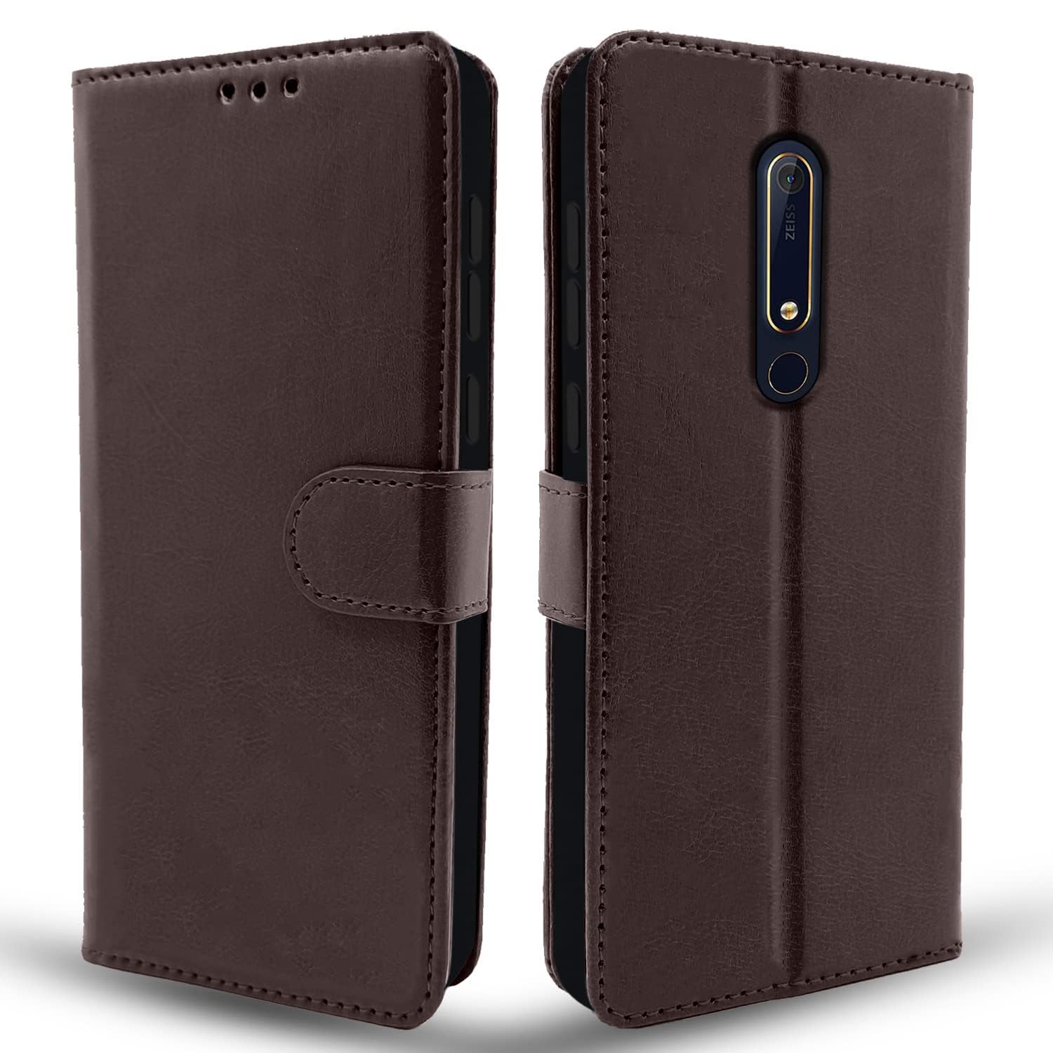 Pikkme Nokia 6.1 Plus / 6.1+ Vintage Flip Cover | Coffee