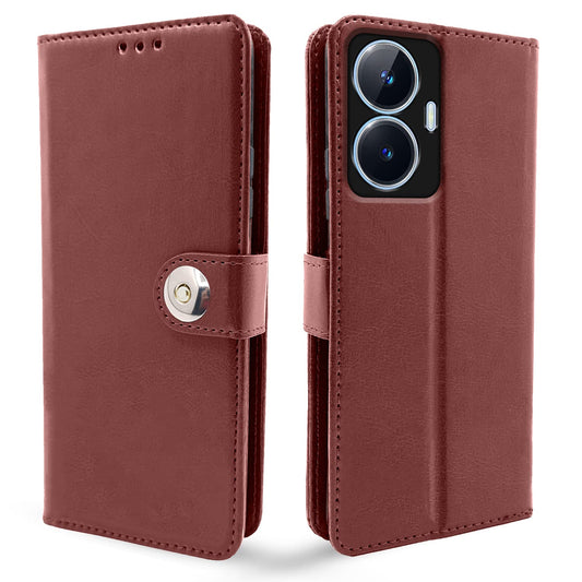 Pikkme Realme C55 / N55 Button Flip Cover (Brown)