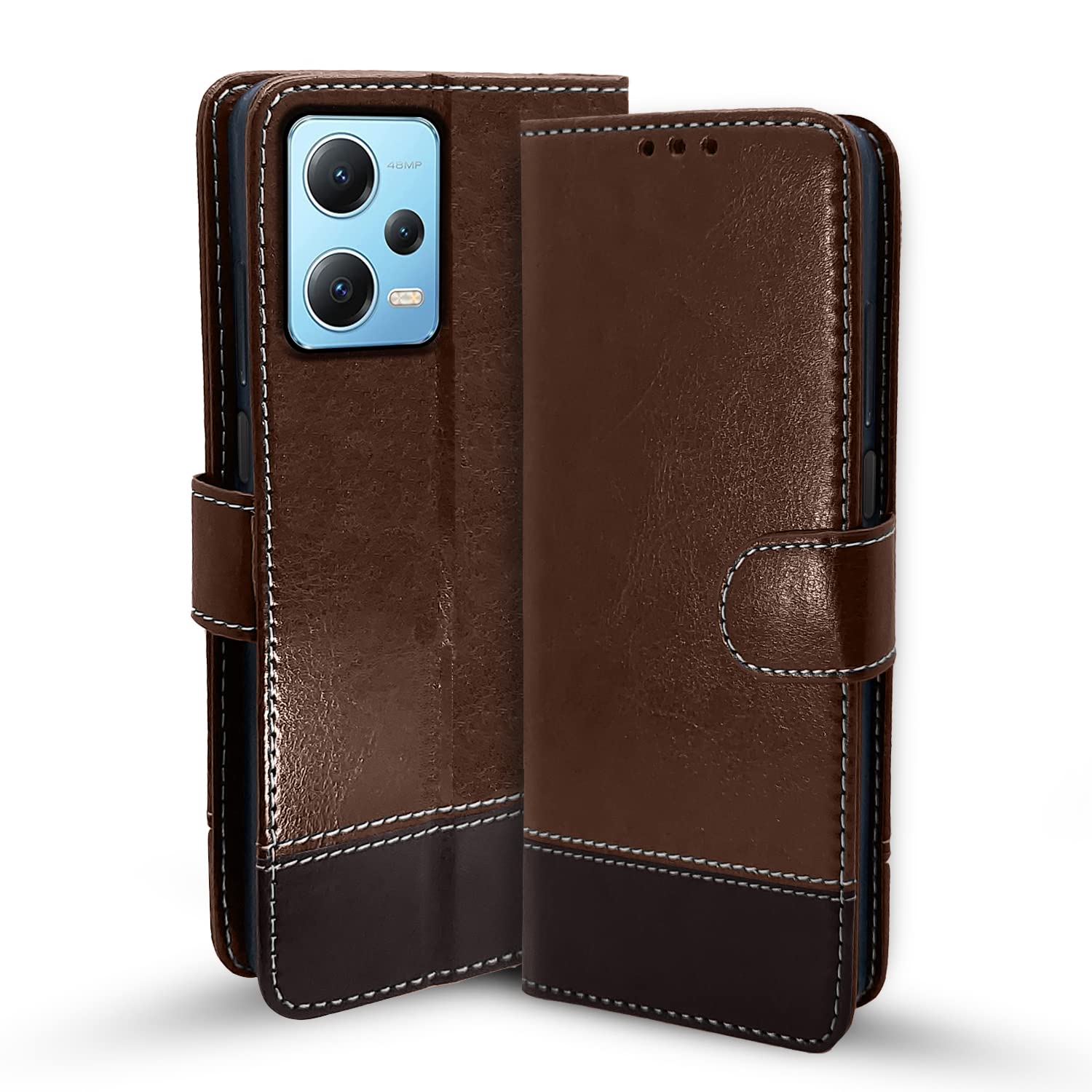 Pikkme Redmi Note 12 Pro Plus 5G Constrast Flip Cover | Brown & Coffee