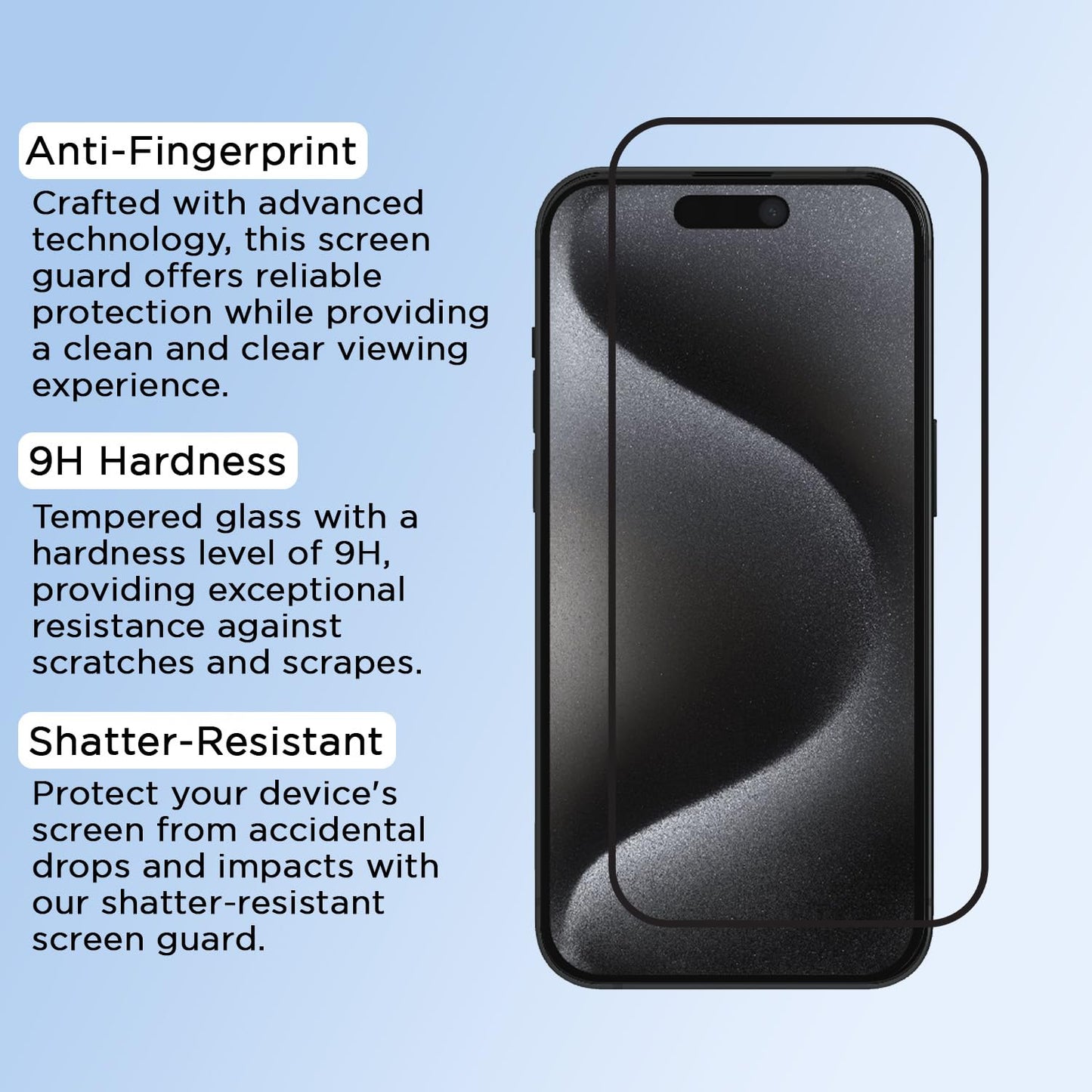 Pikkme iPhone 15 Pro Max Tempered Glass Screen Protector Edge To Edge Coverage With Easy Installation Kit