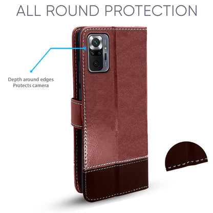 Pikkme Mi Redmi Note 10 Pro/Note 10 Pro Max Constrast Flip Cover | Brown & Coffee