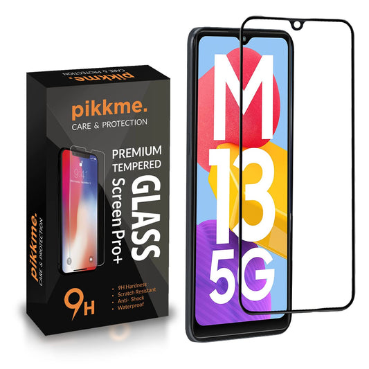 Pikkme Samsung Galaxy M13 5G Tempered Glass Screen Protector Edge To Edge Coverage With Easy Installation Kit