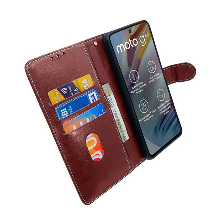 Pikkme Moto G60 Contrast Flip Cover (Brown)