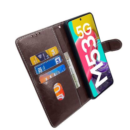 Pikkme Samsung Galaxy M53 5G Constrast Flip Cover | Coffee & Brown