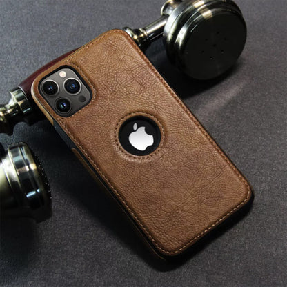 Pikkme iPhone 13 Pro Max Leather Back Case Brown