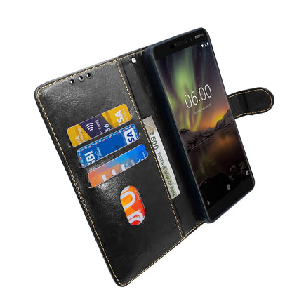 Pikkme Nokia 6.1 Plus / 6.1+ Constrast Flip Cover | Black & Brown