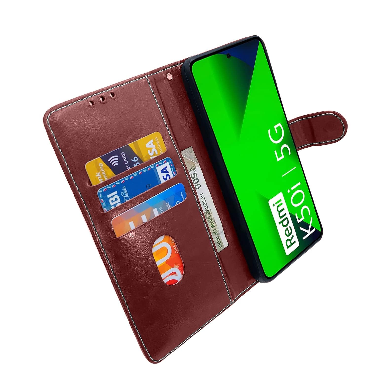 Pikkme Redmi K50i Constrast Flip Cover | Brown & Coffee