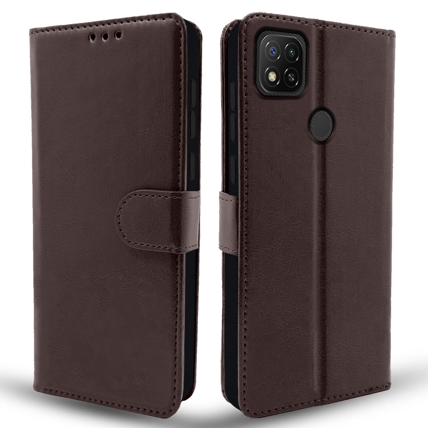 Pikkme Mi Redmi 10A / Redmi 9 / Redmi 9 Activ / 9C / Poco C31 Vintage Flip Cover | Coffee